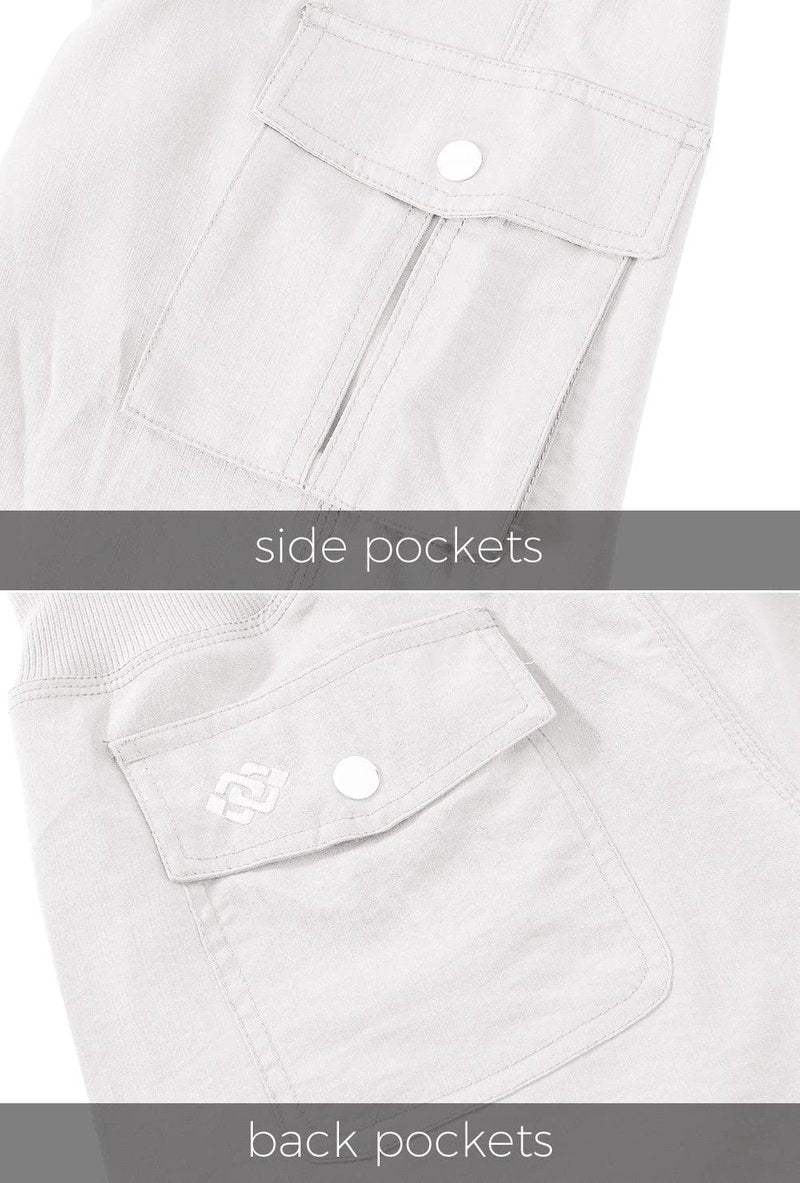 MoFiz Hiking Cargo Shorts for Women Outdoor Quick Dry Athletic Shorts for Boating Camping with Pockets White