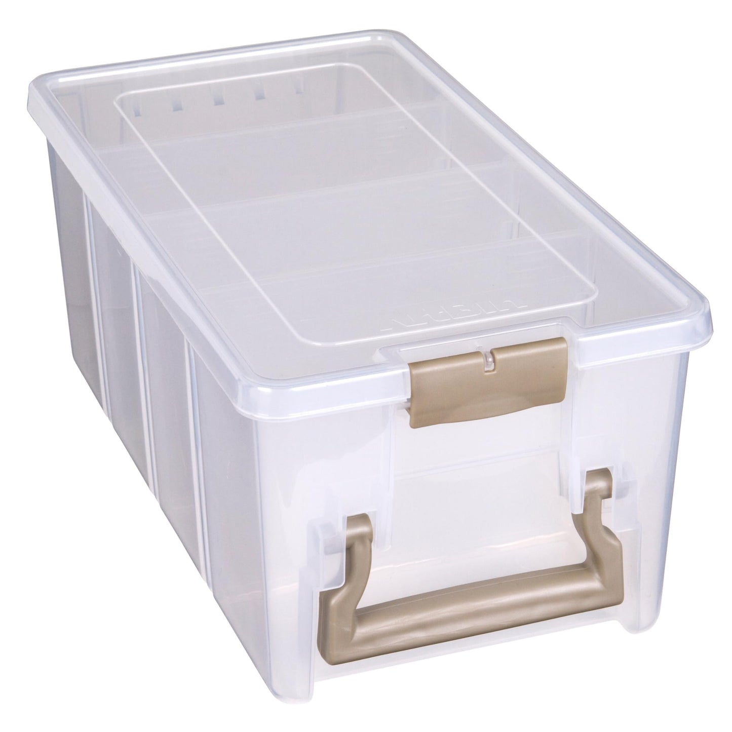 ArtBin 6925AB Semi Satchel with 3 Removable Dividers, Portable Art & Craft Organizer with Handle, [1] Plastic Storage Case, Clear, Gold, 0