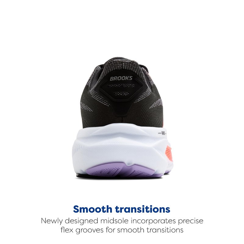 Brooks Women’s Ghost 17 Neutral Running Shoe - Black/Purple/Coral - 6.5 Medium