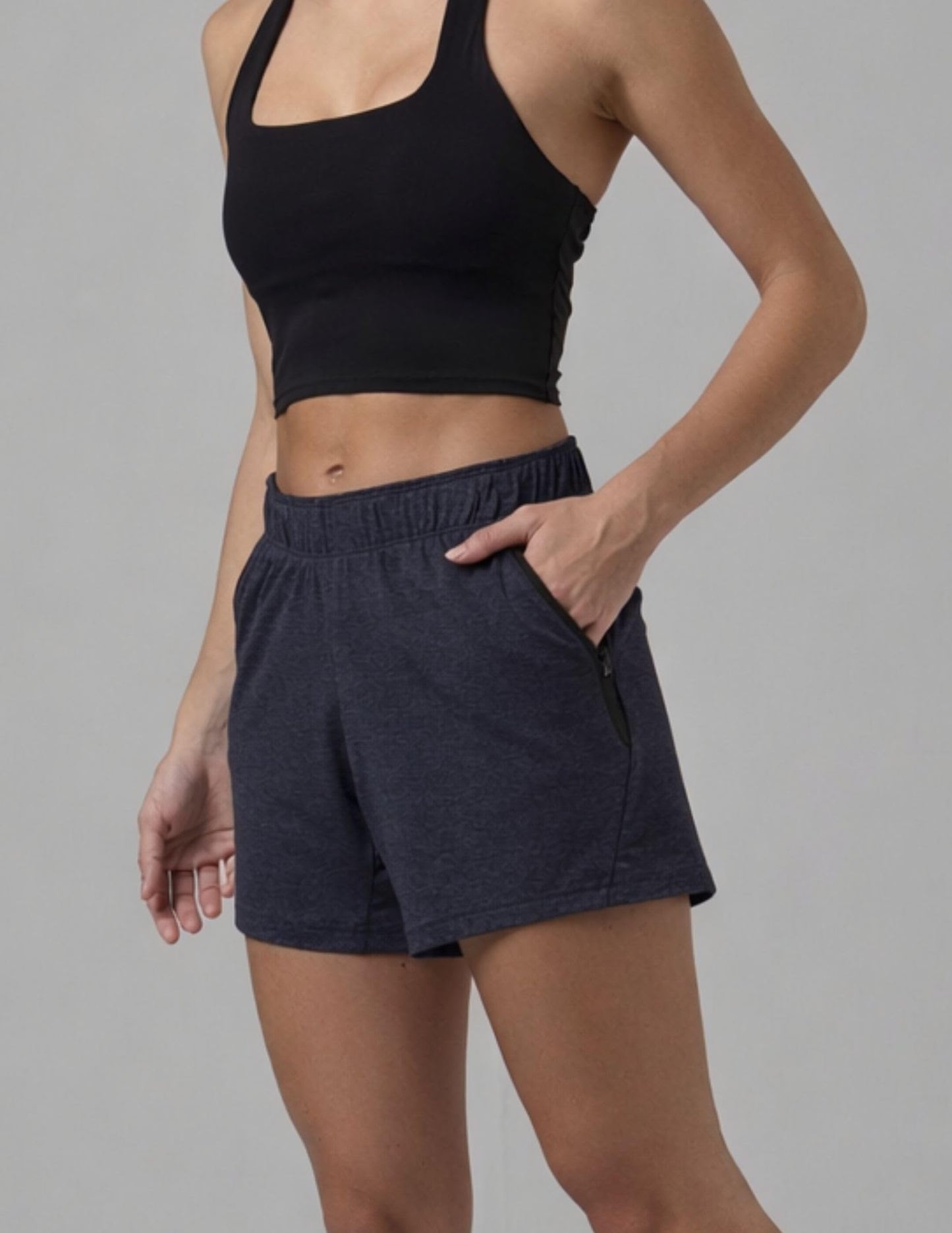 Liberty Imports 1 or 5 Pack Womens Lounge Workout Shorts with Zipper Pockets 5" Inseam Lightweight Athletic Casual Shorts (Navy, Medium)