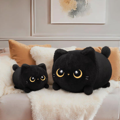Mewaii 8'' Soft Black Cat Plush Pillow – Adorable Cuddle Plush Toy, Squishy Stuffed Animal for Kids, Adults, and Plushie Lovers, Perfect for Hugging and Relaxing