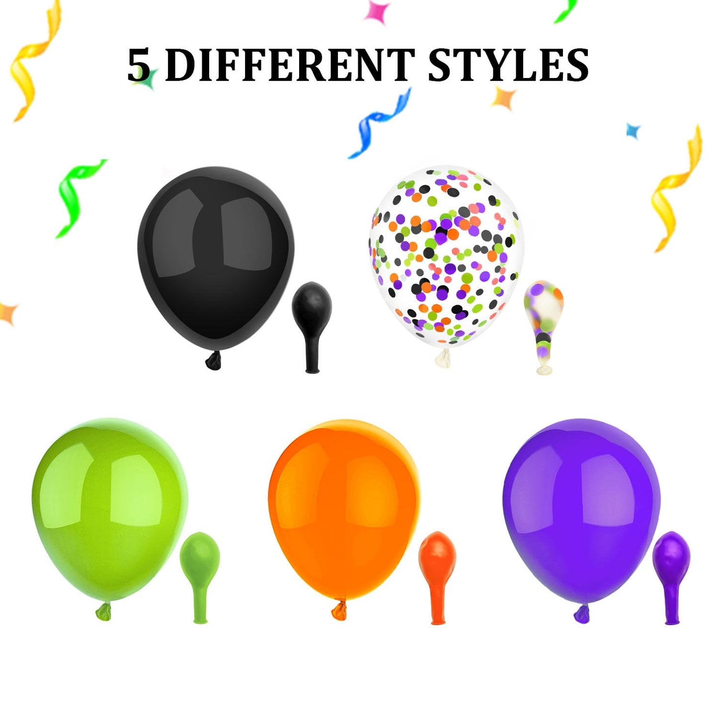PheiLa 50 Pcs 12 Inch Balloons - Halloween Decorations in Orange, Black, Purple, Green Confetti for Trick or Treat, Spooky Ghost, Bar, Birthday, Graduation Parties