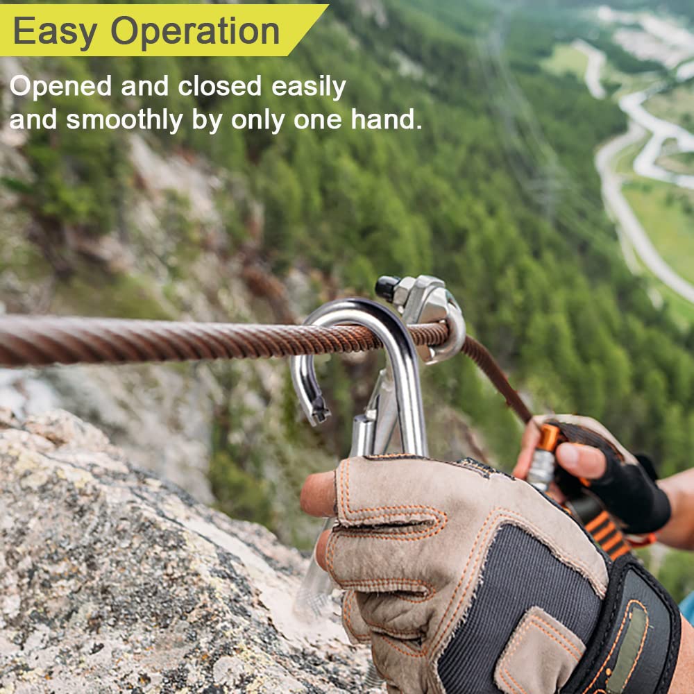 CAIDMOS 5PCS 3.15in Large Carabiner Clip, Stainless Steel Carabiner Heavy Duty, Spring Snap Hook, Locking Climbing Caribiners Clips for Gym, Plant Hanging, Outdoor Camping, Hiking. 600 lbs