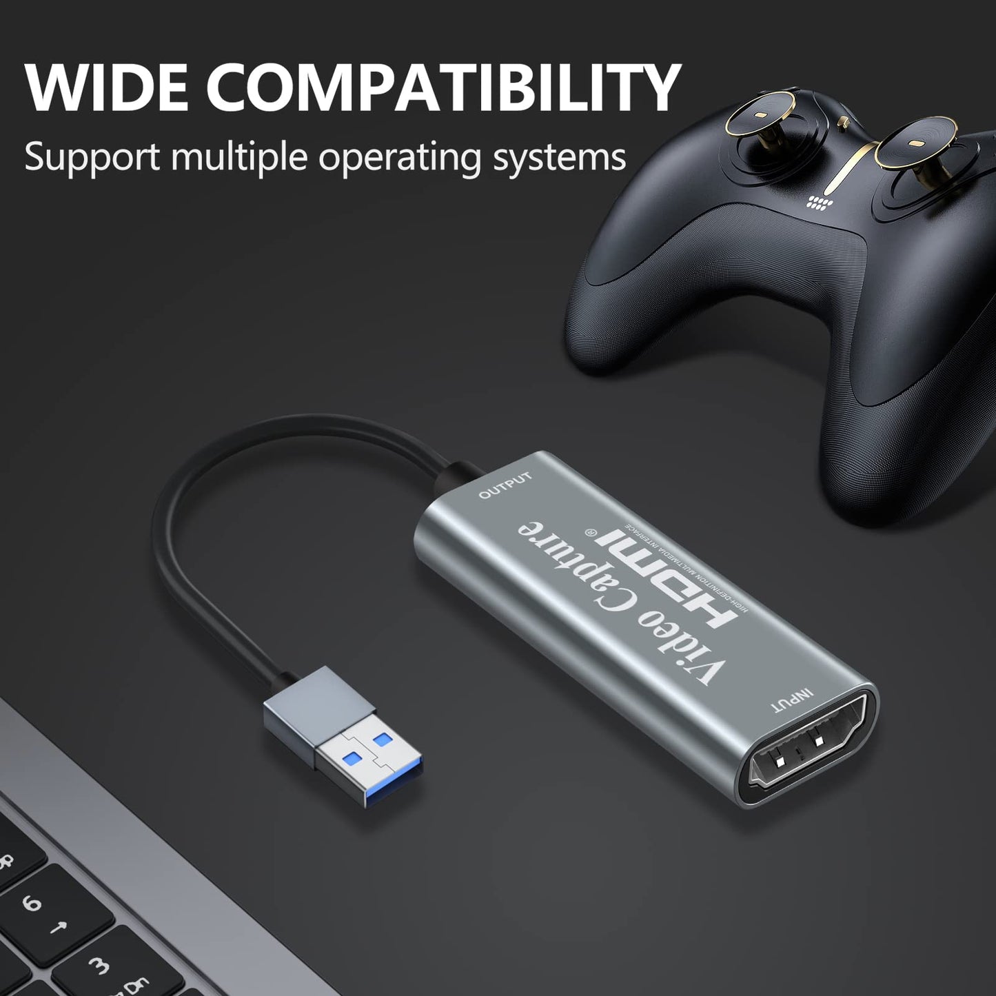 video capture card, Papeaso 4K HDMI to USB capture card, Full HD 1080p video capture device, HDMI Video Game Capture for Editing Video/Games/Streaming/Online Teaching(silver)