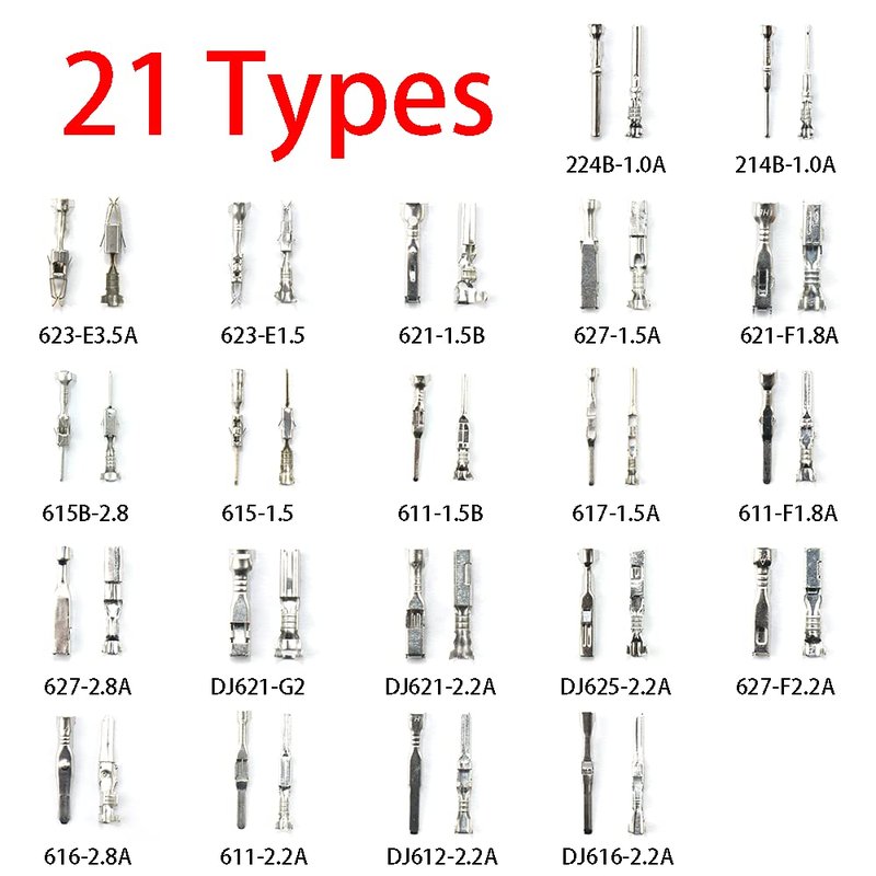 Connector Pins Crimped Terminal Kit - Automotive Electrical Wire Removal Set | Non-Insulated Male & Female Plugs | 1-3.5mm Sizes