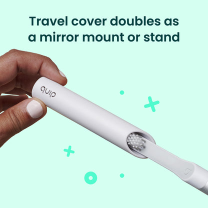 Quip Sonic Electric Toothbrush for Adults - Time Travel & Soft Bristles with Travel Case & Replacement Brush Head - 3 Month Battery Life, Plastic Handle - Magenta