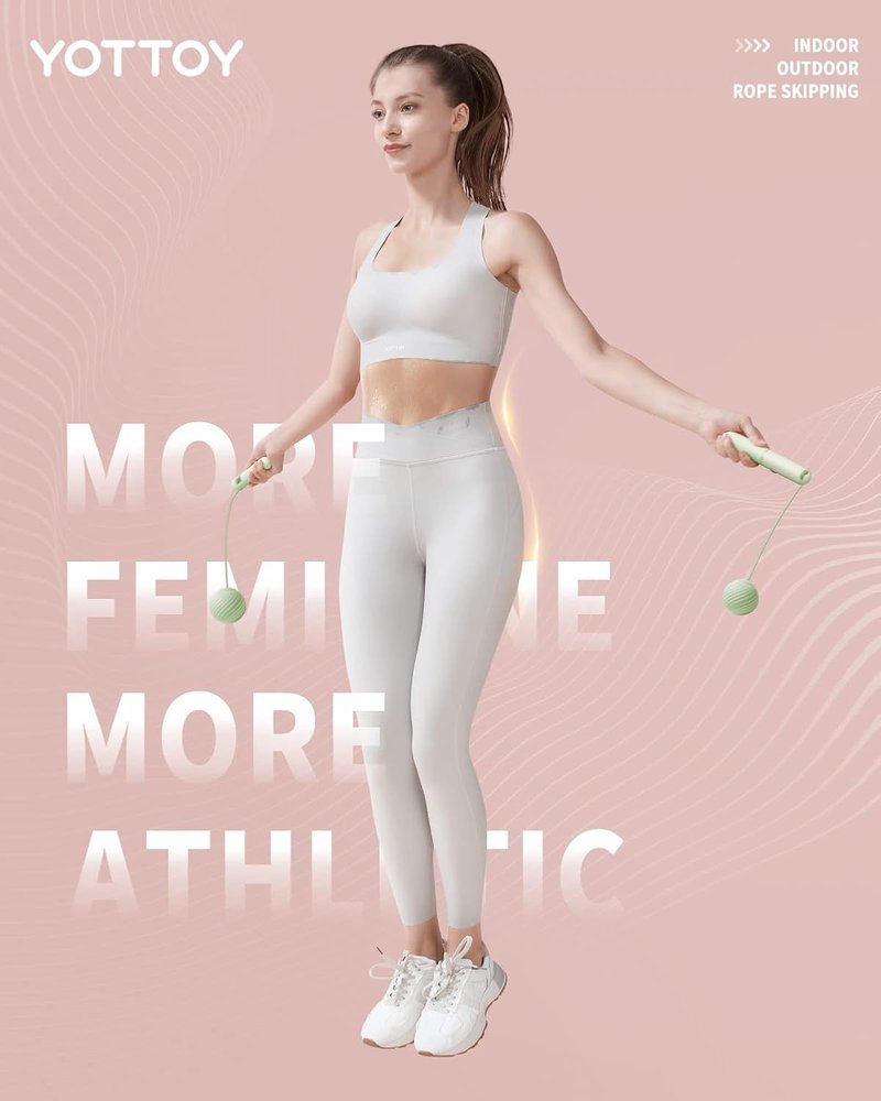YOTTOY Cordless Jump Rope for Adults | Weighted Design with LCD Display - Perfect for Women