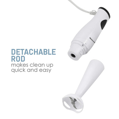 Elite Gourmet EHB-2425X Electric Immersion Hand Blender Stick, Mixer, Chopper, 1-Touch Control Multi Purpose, 150 Watts, For Soups, Sauces, Baby Food, White