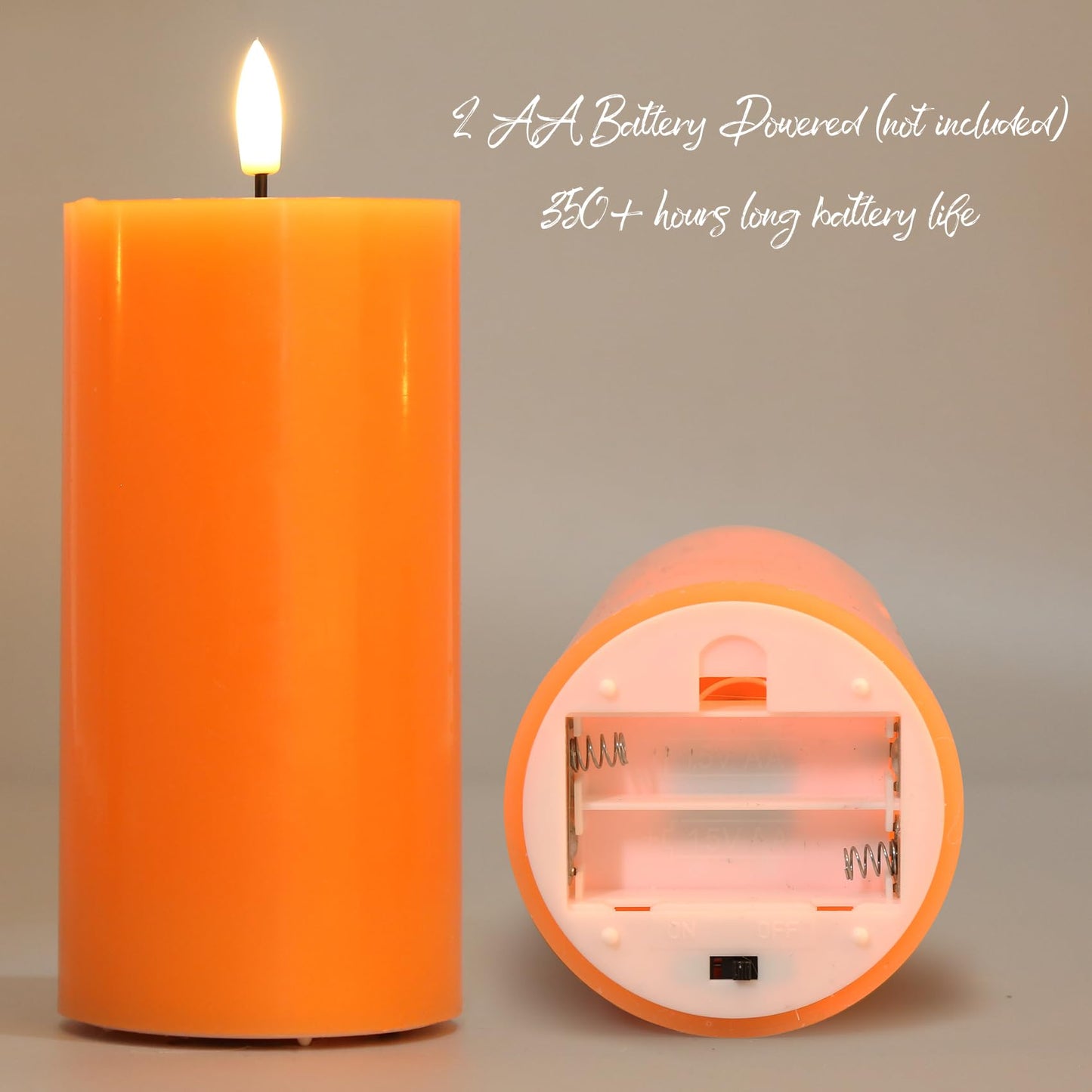 Eywamage Orange Fall Flameless Pillar Candles with Remote, Flickering Thanksgiving LED Wax Candles Battery Operated Set of 3