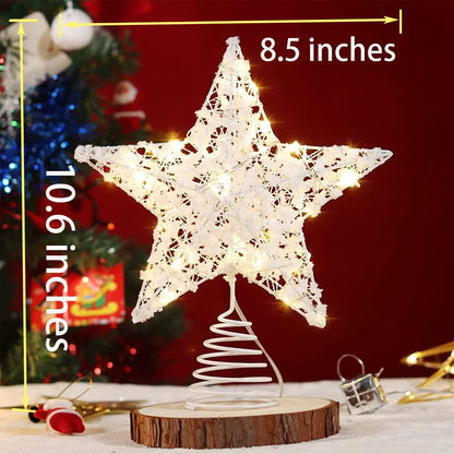 Christmas Tree Topper 20 LED Lights Star Two Modes：Solid and Blinking Christmas Decoration Christmas Tree Ornaments for 3-10 Feet Christmas Tree
