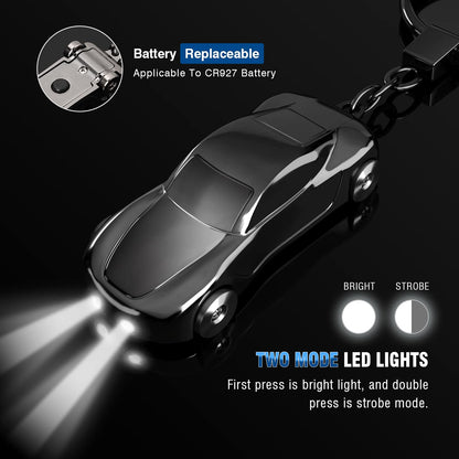Jobon Creative Key Chain Car Keychain Flashlight with 2 Modes LED Lights 2 in 1 Car Key Chain Ring for Office Backpack Purse Charm,Great Gift for Men or Women (Gray)