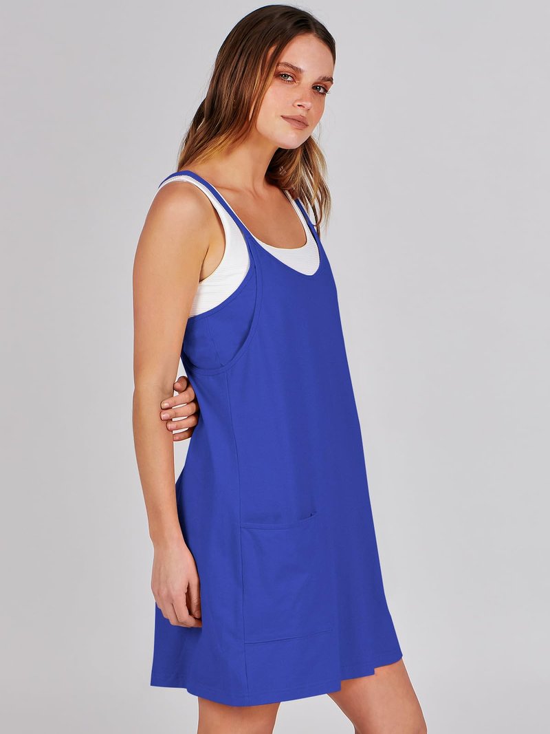 ANRABESS Women Athletic Dress Summer Tennis Workout Active Sports Mini Romper Dress Built in Shorts Travel Vacation Clothes Royal Blue XX-Large