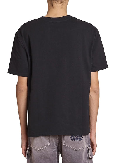 Balmain, Flocked Logo Cotton T-Shirt, Small, Noir Emeraude