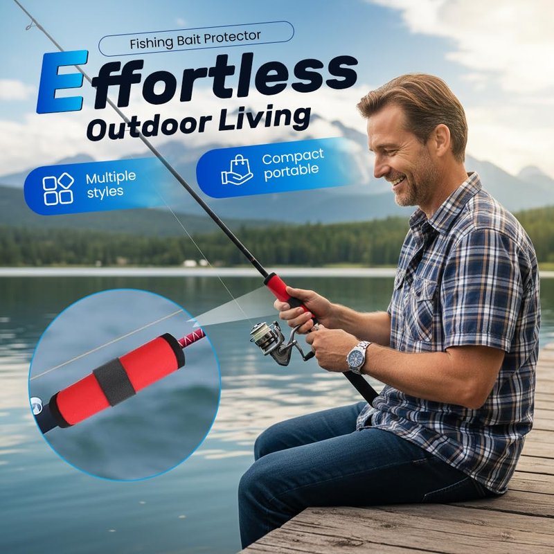 Nitvei Fishing Lure Wraps, 2026 New Fishing Lure Covers for Fishing Rod Hook Cover Safe Bait Storage, Bait Shield with Hook and Loop Fastener (6Pcs Red)