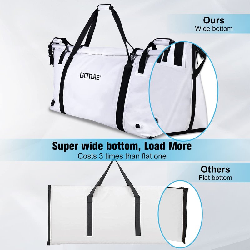 Goture Insulated Fish Cooler Bag, Monster Leakproof Fish Kill Bag, Portable Large Fishing Cooler Bag for Outdoor Tarvel with Drain Plug, Keep Ice Cold All Day Long （27.4x11.8x15.7in）