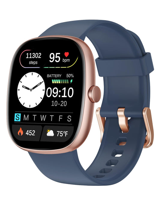 Fitness Tracker 2025 Ver. (Answer/Make Calls), 1.85" Smart Watch Fitness Watches for Women Men with 24/7 Heart Rate Blood Oxygen Monitor Sleep Tracker 100+ Sport Modes IP68 Waterproof (Blue)