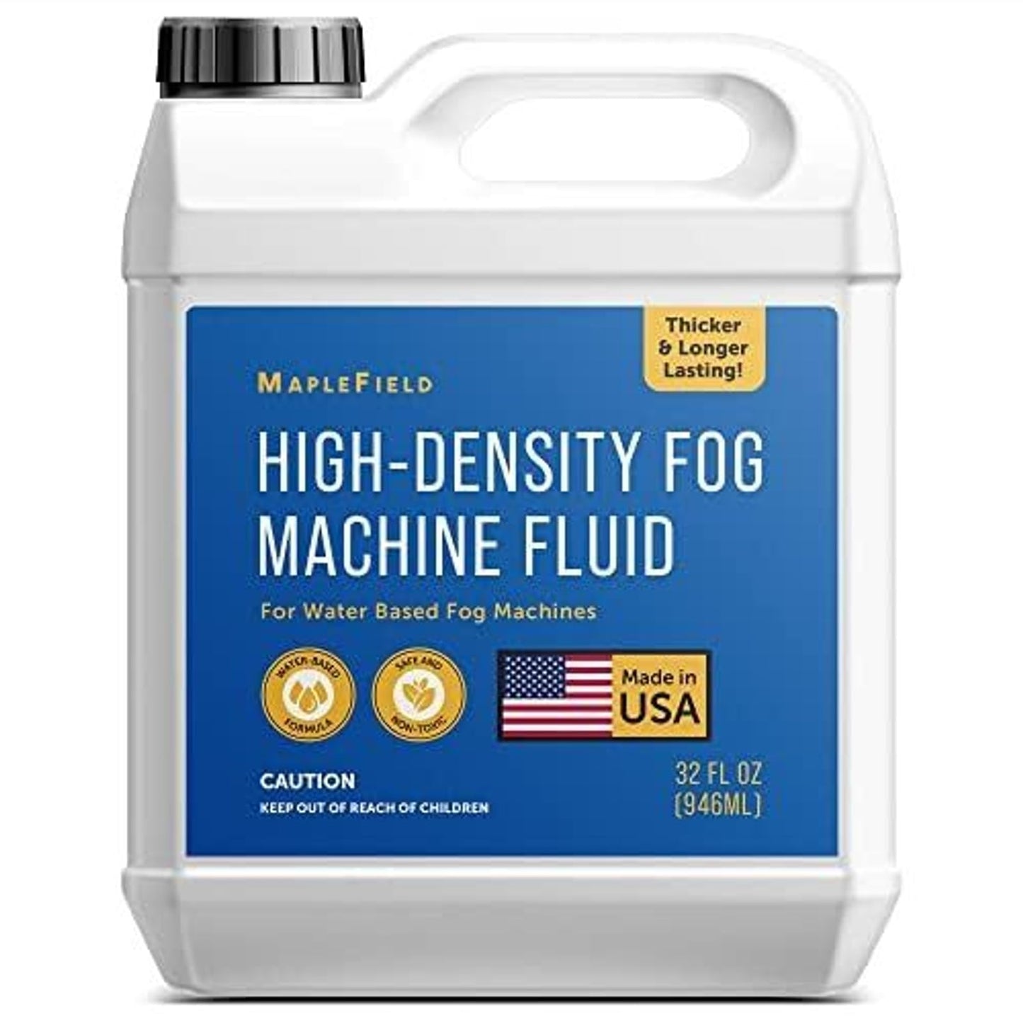 Maplefield Fog Juice High Density - 32 Oz Water Based Fogger Fluid - Long Lasting Smoke Machine Fog & Dry Ice for Smoke Effects - Compatible with 700+ Watt Machines
