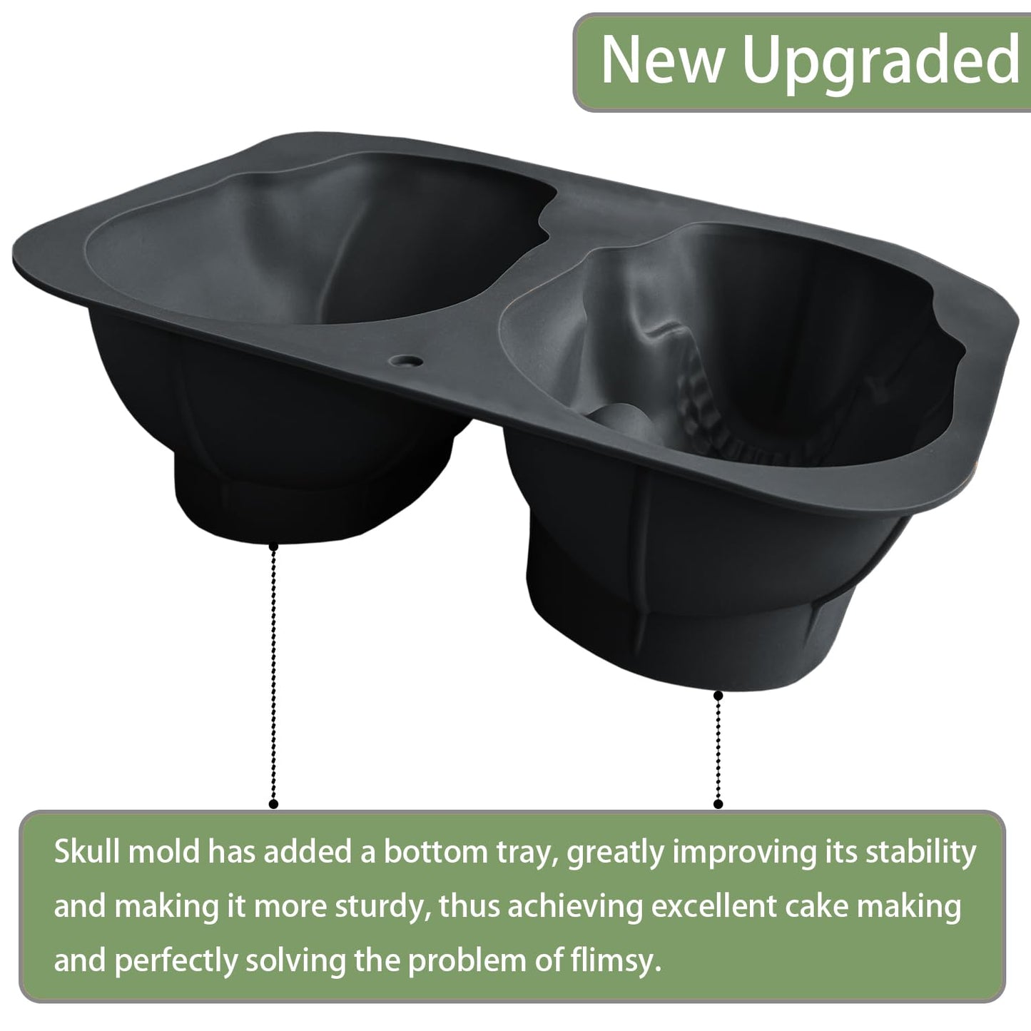 JETKONG Extra Large Silicone Skull Cake Mold Haunted Skull Baking Cake Pan for Halloween and Birthday Party