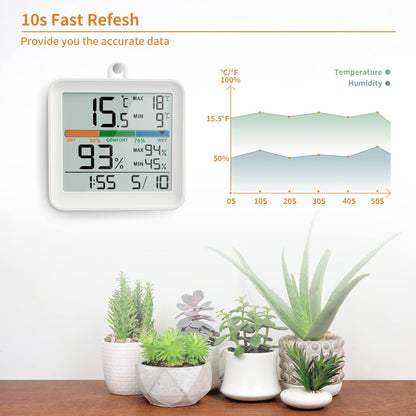 NOKLEAD Hygrometer Indoor Thermometer-Digital Room Humidity Gauge Accurate temperature Monitor Meter Max/Min Records, Touch LCD with Calibration Backlight Clock, Comfort Icon for Home Greenhouse