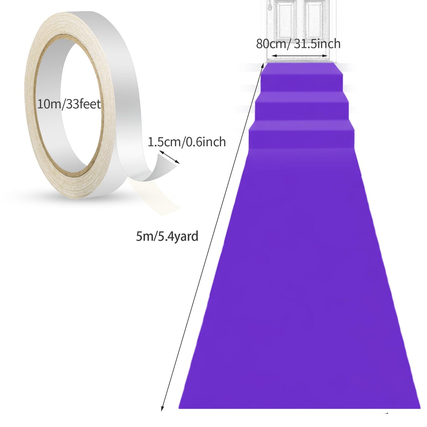 Shappy Purple Carpet Runner Rug for Party 55gsm Purple Runner for Prom Events Thickness with Carpet Tape Hallway Rug for Graduate Wedding Party Dance Floor Outdoor Accessories(2.6 x 16.4 Feet)