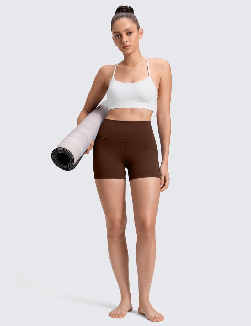 CRZ YOGA Butterluxe Biker Shorts 4'' - High Waisted Booty Workout Volleyball Yoga Womens Spandex Lava Brown Small