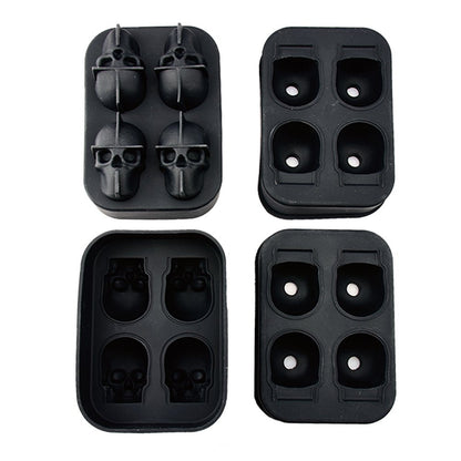 Stritra - 3D Skull Ice Mold (Pack of 2) Easy Release Silicone Mold,8 Cute and Funny Ice Skull for Whiskey,Cocktails and Juice Beverages,Black