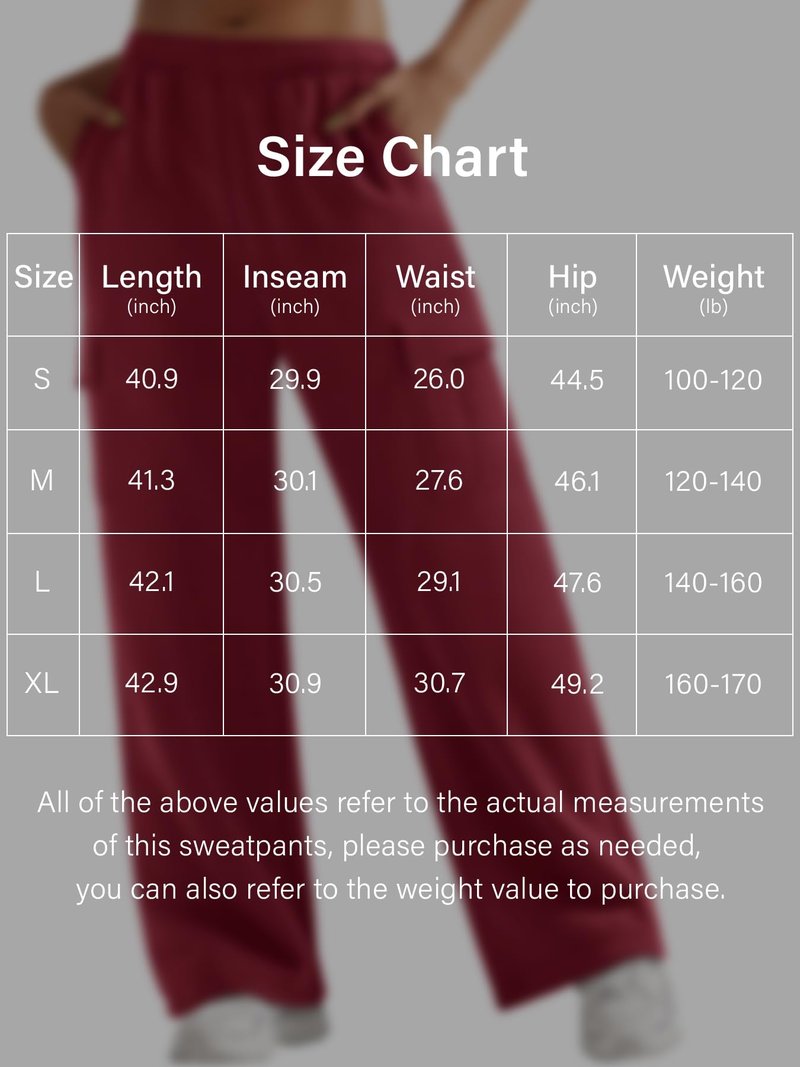YEOREO Sweatpants Womens Cargo Pants Fleece Lined Wide Leg Joggers Baggy Drawstring Nairi Sweat Pants with Pockets Ancora Red M