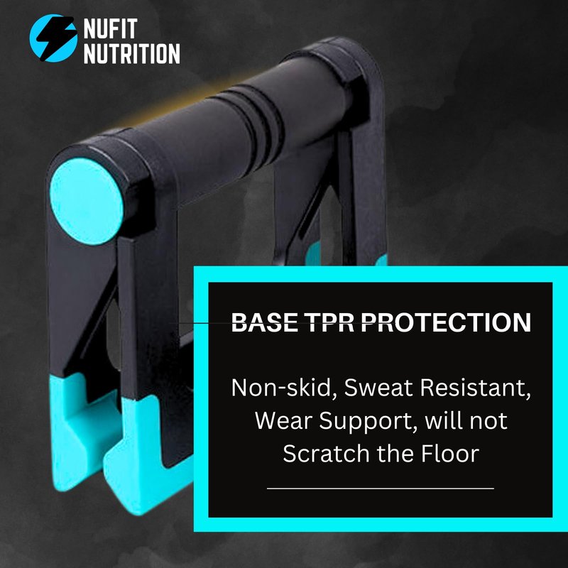 NuFit Portable Pushup Handles for Travel | Travel Push Up Bars for Hotel, Home Floor, and Gym Workouts, Ergonomic & Foldable Non-Slip Fitness Structure that Prevents Wrist & Elbow Strain