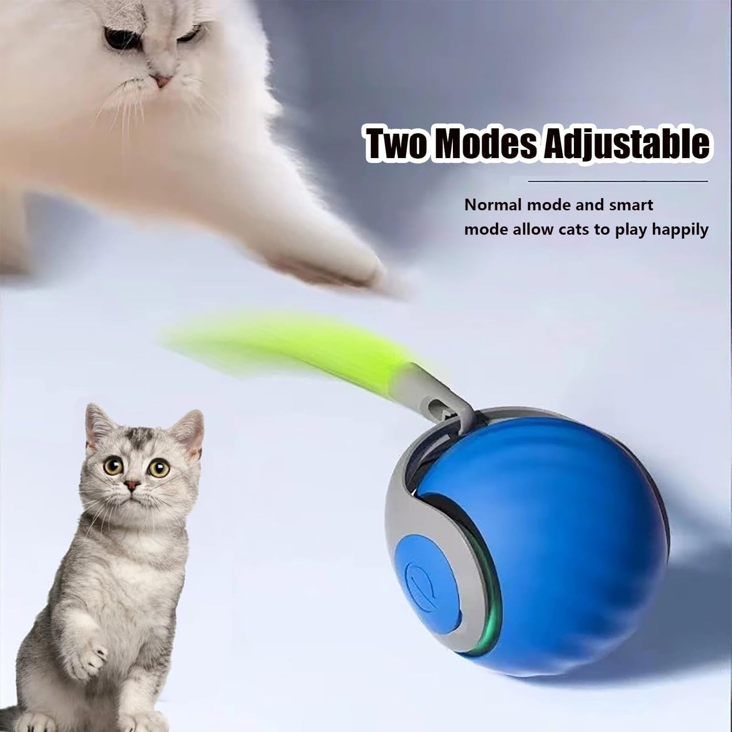 FXBUAF Speedy Tail 2.0, Automatic Moving Cat Toy Ball with Tail, Smart Interactive Cat Toy Ball, Two Speed Adjustment(Orange + Blue)