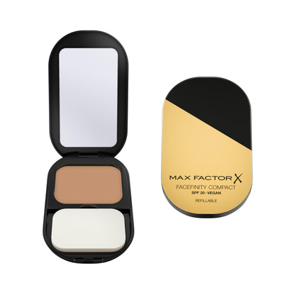 MAX FACTOR - Facefinity Compact Foundation - Up To 8hr Wear - Lightweight, SPF 20, All Day Resistant, Shine Control, Moisturizing - 003 Natural Rose - 10g