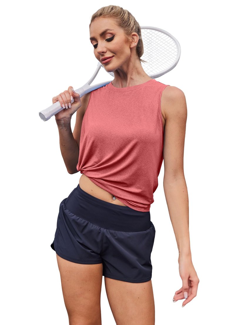 Women's Sleeveless Workout Tops Breathable Lightweight Active Tennis Yoga Shirts Athletic Running Tank Tops for Women Red S