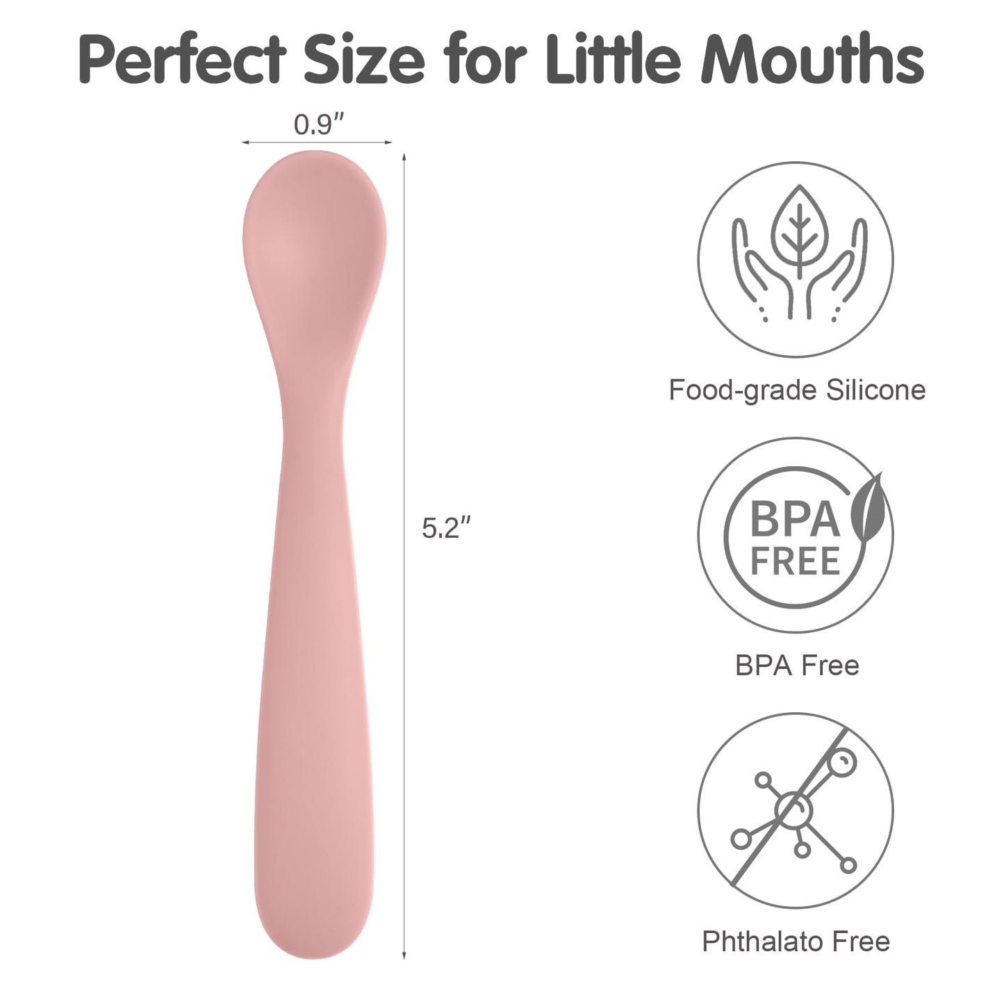 Eascrozn 6 Pack Silicone Baby Spoons, Baby Spoons Self Feeding 6 Months+, BPA Free, Soft Tip Baby Utensils Feeding Spoon, Baby Led Weaning Supplies, Dishwasher and Boil Safe