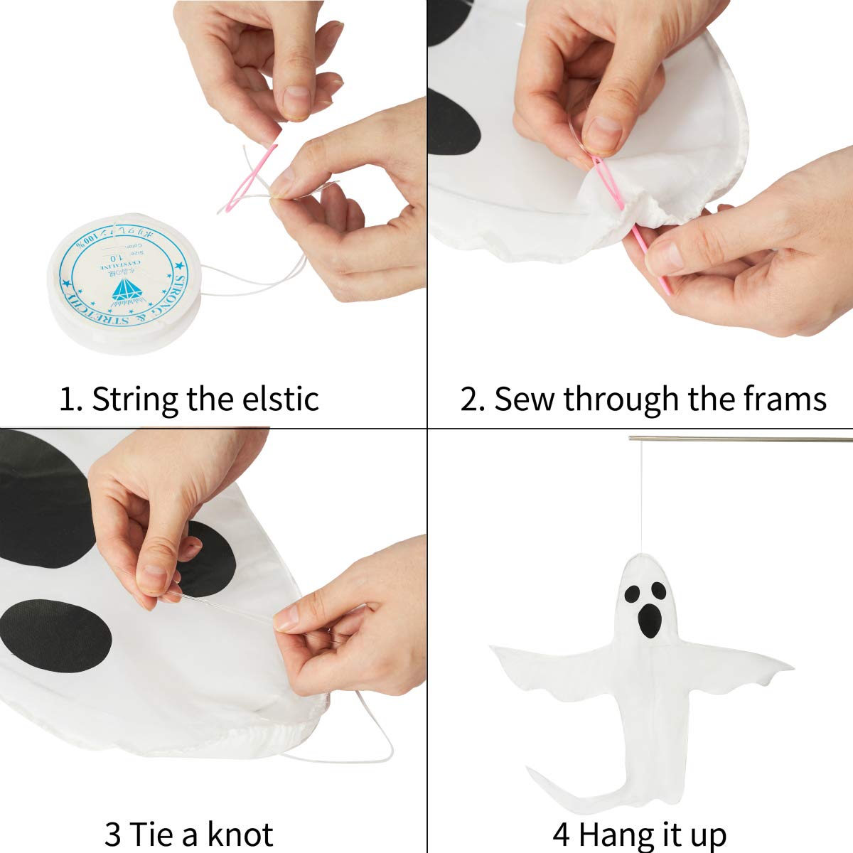 CCINEE Peek A Boo Hanging Ghost 50" X 53" Large Spooky Outdoor Decoration for Halloween Party Lawn Patio Haunted House Props Supply