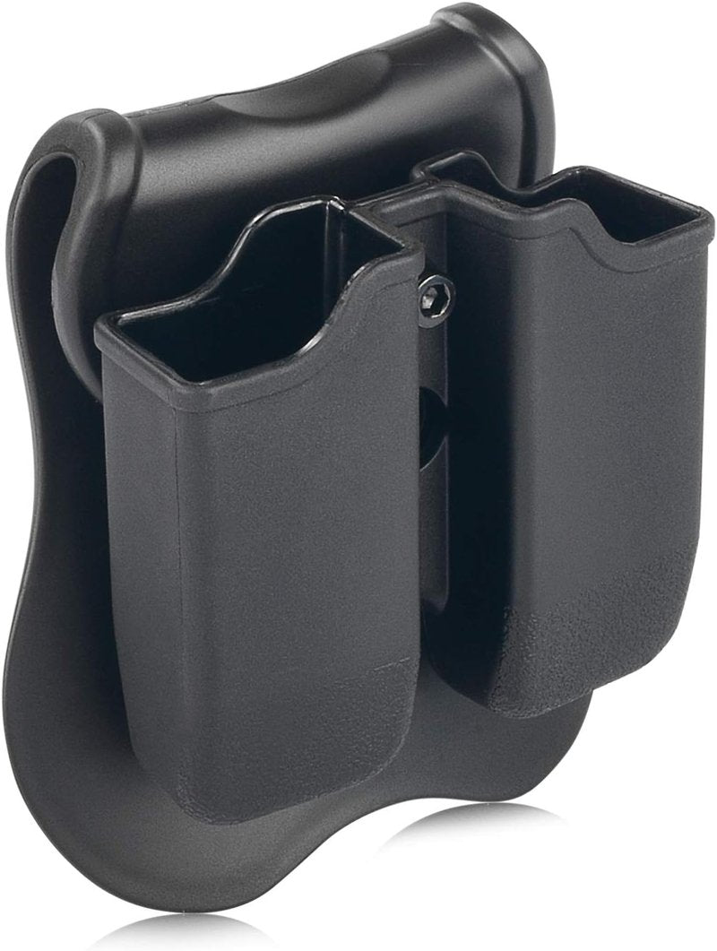 Double Magazine Pouch for Glock 17, 19, 22, 23 | 9mm & .40 Cal Dual Stack Mag Holder - Adjustable Ambidextrous Design | Black