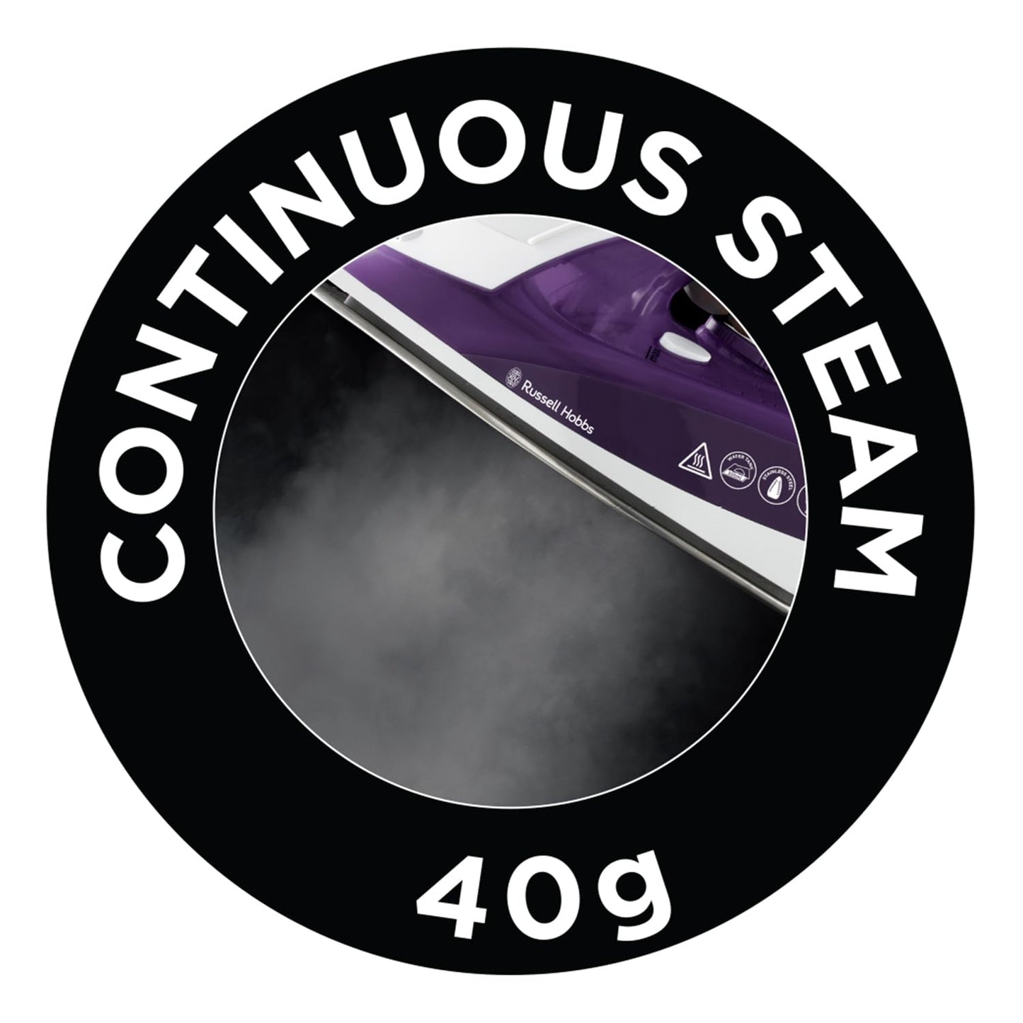 Russell Hobbs Supreme Steam Iron, Powerful Vertical steam Function, Non-Stick Stainless Steel Soleplate, Easy Fill 300ml Water Tank, 110g Steam Shot, 40g Continuous steam, 2m Cord, 2400W, 23060