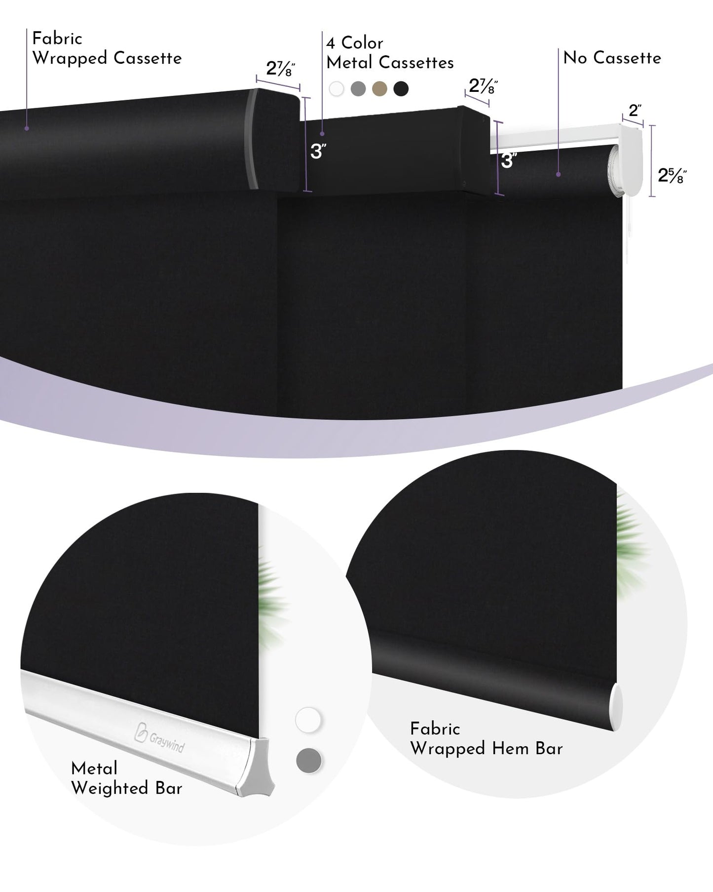 Graywind Motorized Roller Shade Work with Alexa Google 100% Blackout Rechargeable Smart Blinds Remote Control Battery Motor Cordless Window Shades, Customized Size (Matt Black)