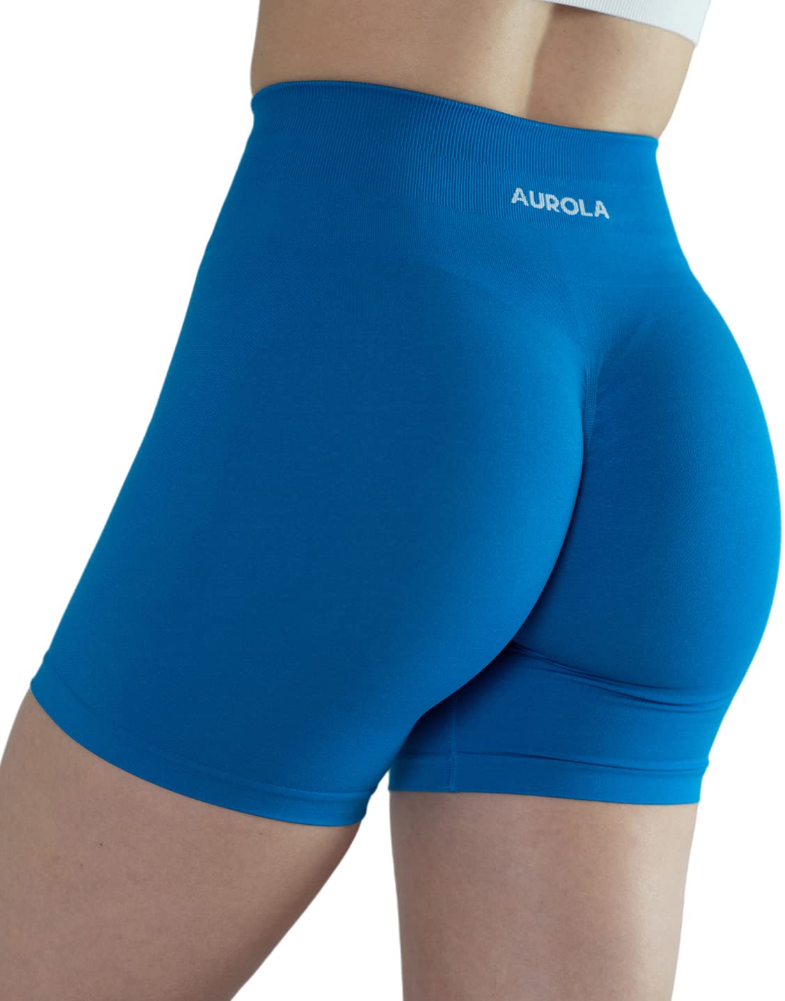 AUROLA Intensify Workout Shorts for Women Seamless Scrunch Short Gym Yoga Running Sport Active Exercise Fitness Shorts(M,Diva Blue)