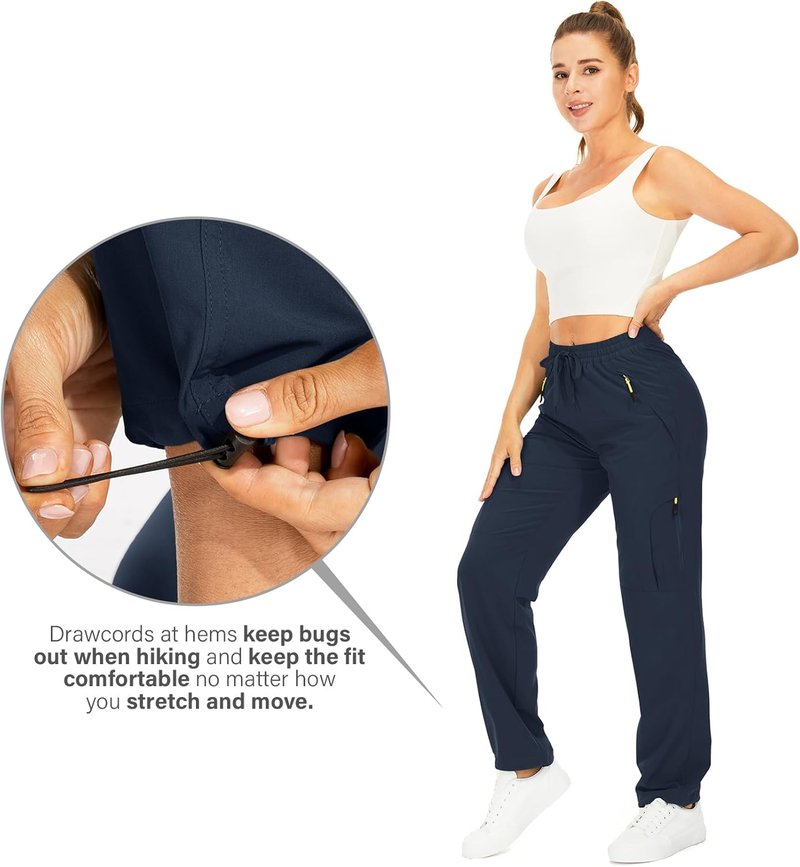 Women's Quick-Dry Hiking Pants - Lightweight UPF 50 Travel Cargo Pants with Zipper Pockets | Ideal for Golf & Safari