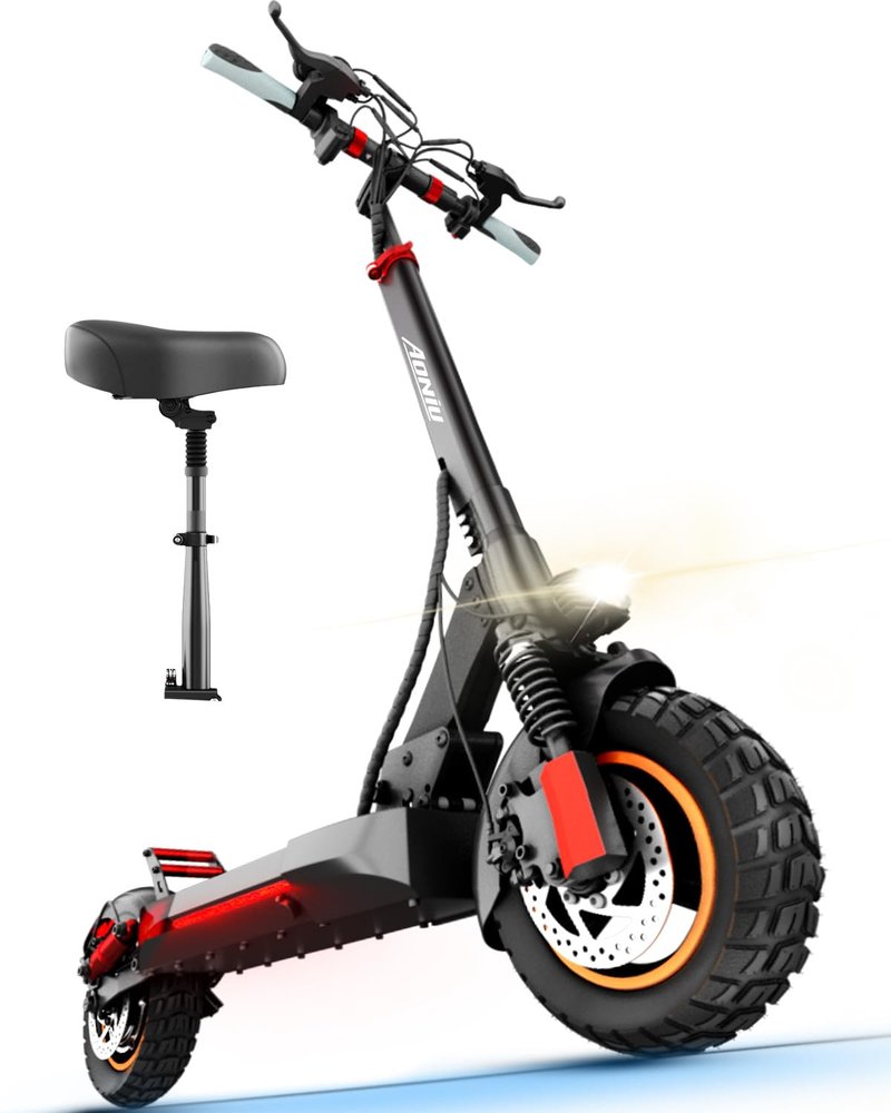 Aoniu M4 Electric Scooter for Adults Escooter with Seat Off Road E Scooter 25-30mph Fast 300 Lbs+ Heavy Duty Electric Scooters Long Range 31 Miles All Terrain Foldable for Teens Commuting