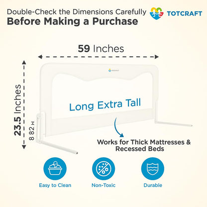 Bed Rail for Toddlers & Infants – Universal Toddler Bed Rails for Twin, Full Size, Queen &King Beds with Thick Mattresses & Recessed beds - White 59W*23.5H (Pack of 1)