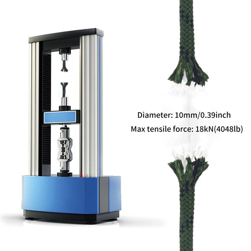 NewDoar Climbing Rope 8(5/16in),10mm (3/8in), High Strength Accessory Cord Rope with 2 Steel Hooks, for Outdoor Rescue Rappelling Rope Down Cliffs ledges Safety Escape Tow Strap Equipment(ArmyGreen)