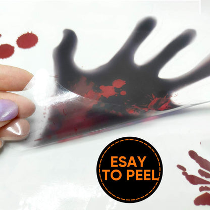 Tuzuaol 119 PCS Bloody Halloween Decorations Halloween Bloody Handprint Footprints Knife Stickers Window Wall Floor Clings Decals Horror Bathroom Zombie Party Decorations Supplies