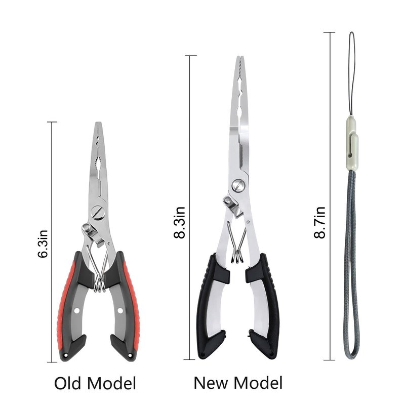 Fishing Pliers Hook Remover Tool, Stainless Steel Fishing Needle Nose Pliers Saltwater Freshwater, Fish Dehooker Plyers with Lanyard, Fish Multitool Gear with Braided Line Cutter
