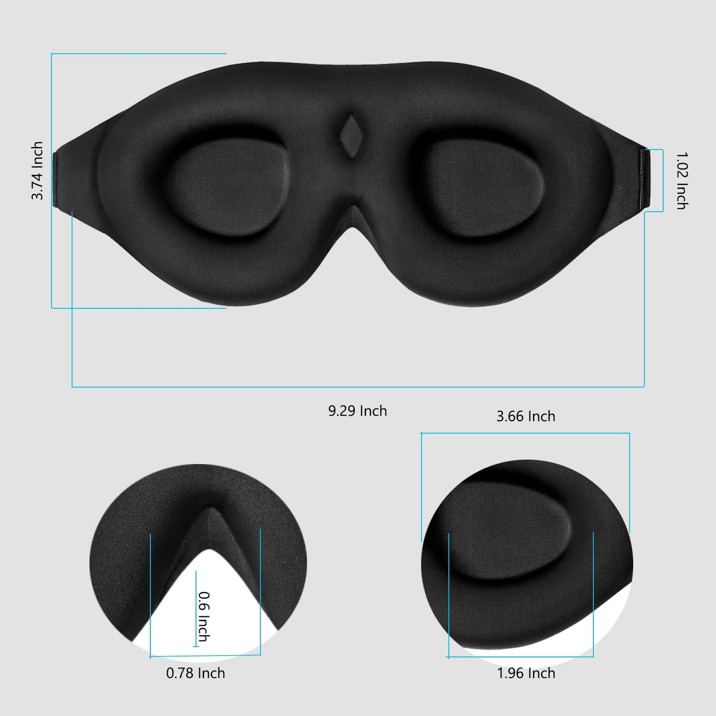 Alaska Bear Sleep Mask for Side Sleepers 2022 Headband Design, Cup-Shaped and Extra-Soft, 100 Blackout Eye Mask Shades Cover for Men and Women Home or Travel, Machine Washable, Black