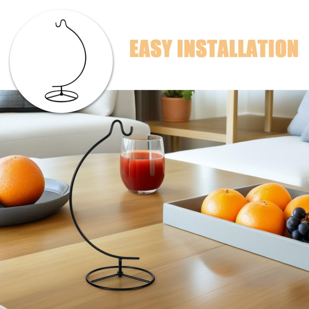 POPETPOP 2pcs Moon-shaped Hanging Ornament Display Holder Metal Iron Air Plant Terrarium Rack Wire Hook Stand for Indoor Home Décor