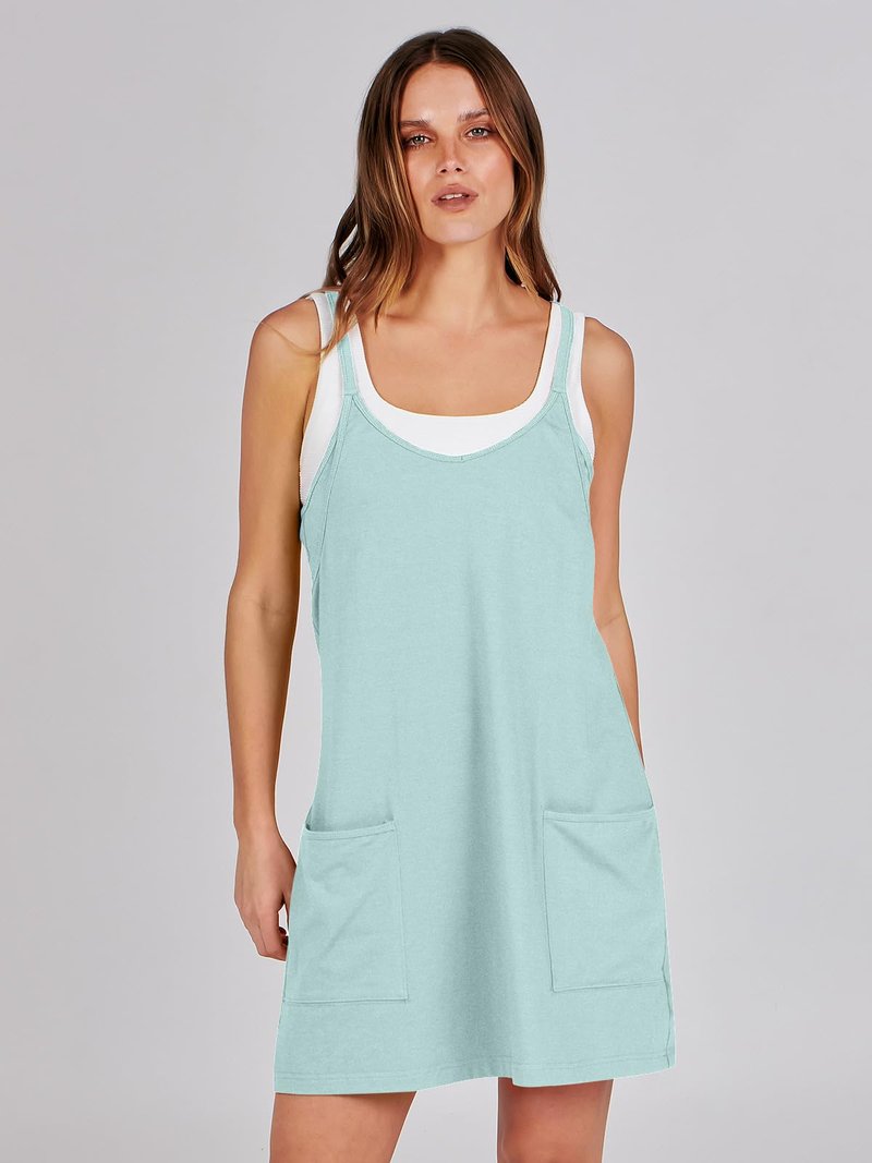 ANRABESS Women Athletic Dress Summer Tennis Workout Active Sports Mini Romper Dress Built in Shorts Travel Vacation Clothes Mint Green X-Smal