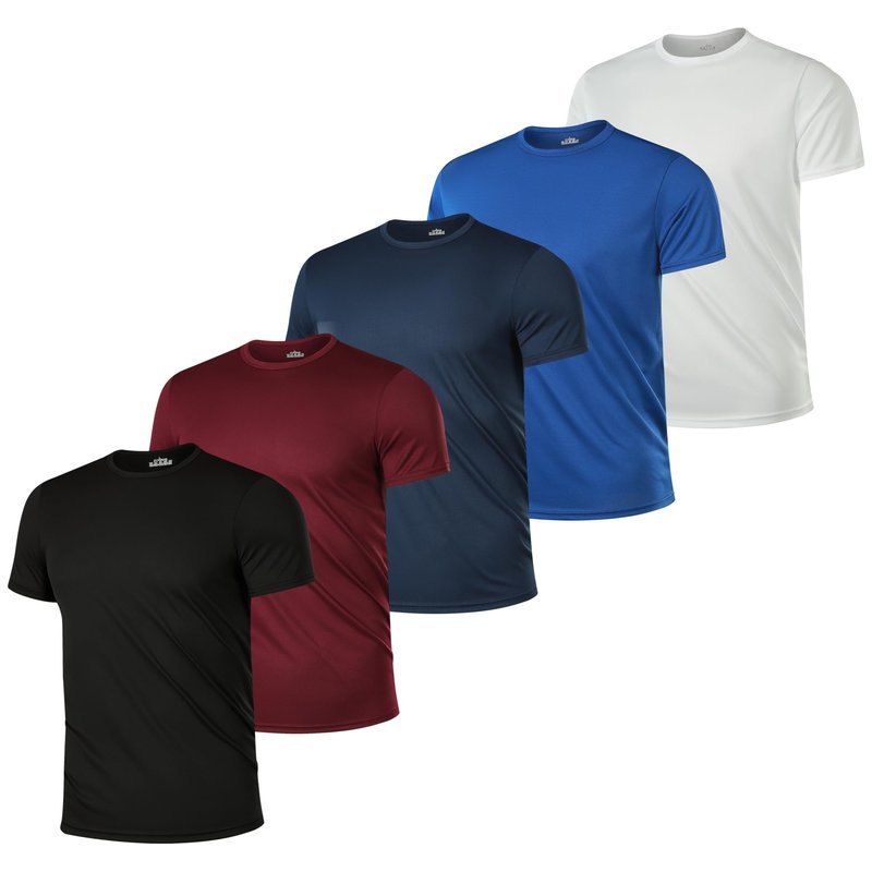 MTTYYD 5 Pack Men’s Short Sleeve Active Athletic Running T Shirts for Men Gym Workout Moisture Wicking-2B-2XL