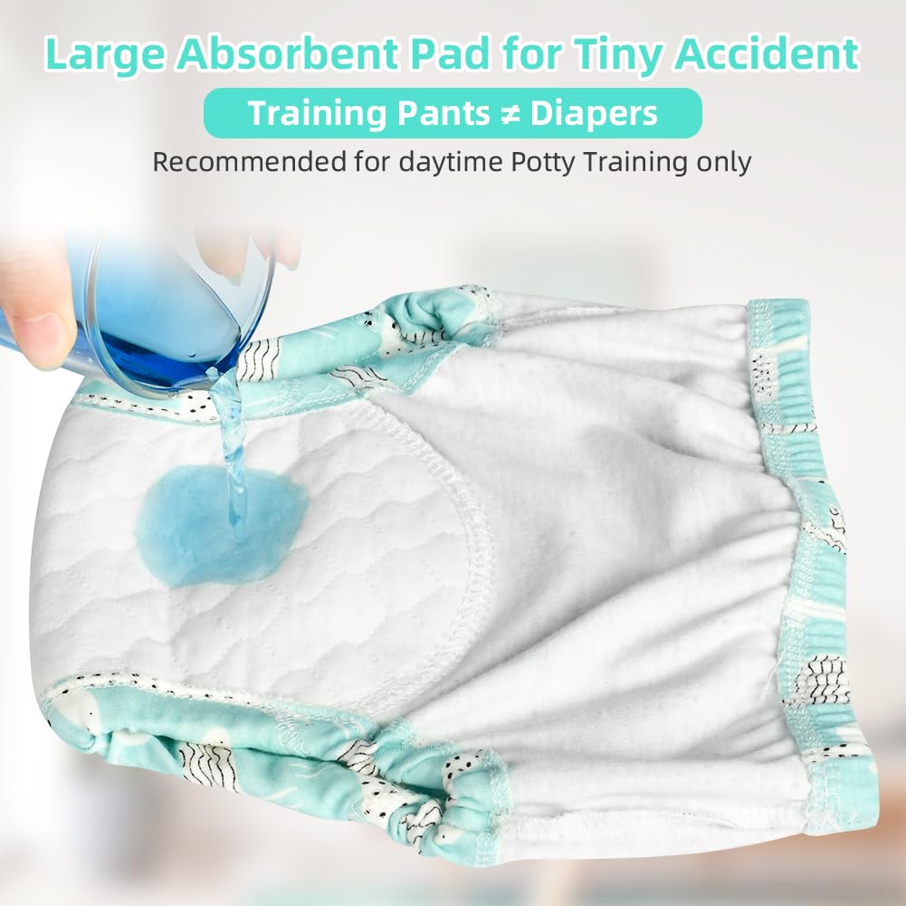 Aolso Reusable Baby Toddler Potty Training Underwear, Cotton Washable Toilet Pants with Patterns for Boys (Boy-100, 10Pcs)