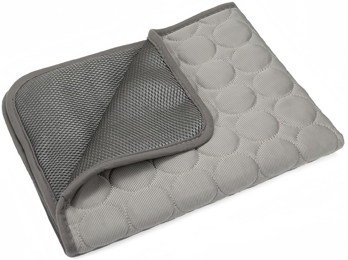 LEZUAN Cooling Mat for Dogs and Cat, Heat Relief Pet Cooling Mat for Crates, Kennels and Beds - Portable and Washable(Grey,55x70cm)