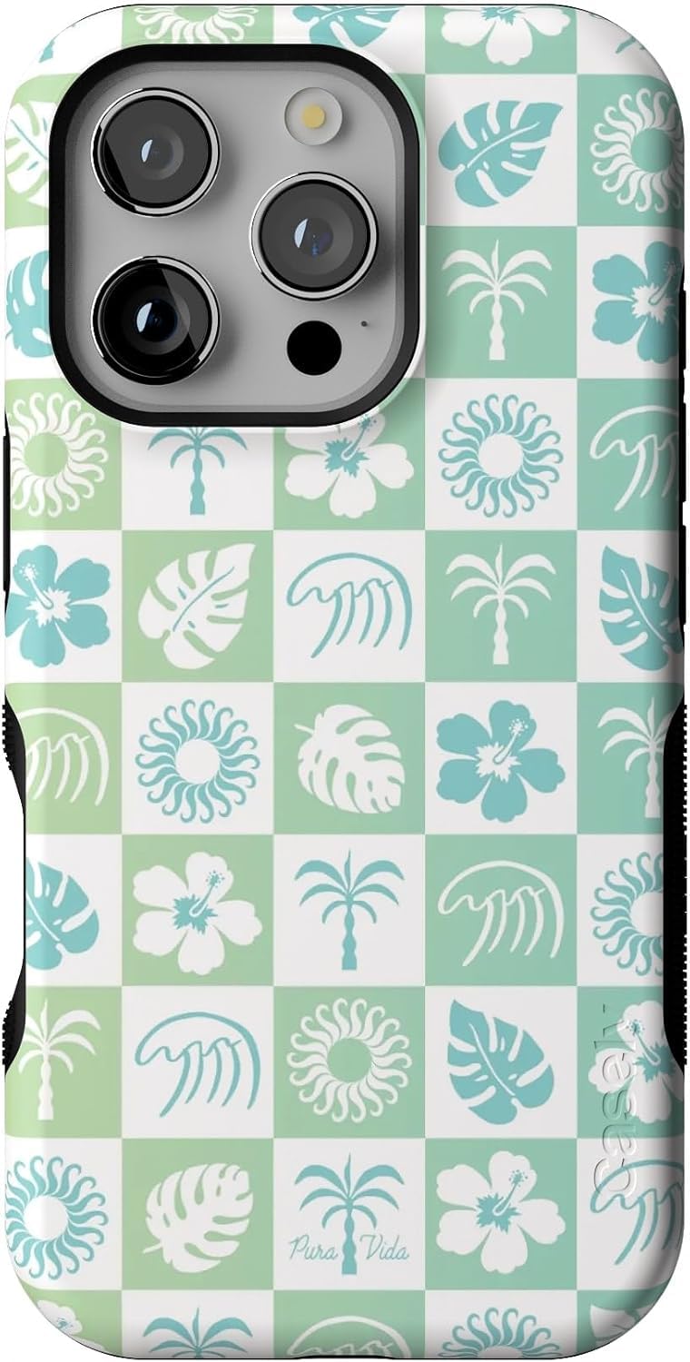 Casely iPhone 16 Pro Case | Fit Check | Neutral Checkerboard | Compatible with MagSafe | Bold Protective Design